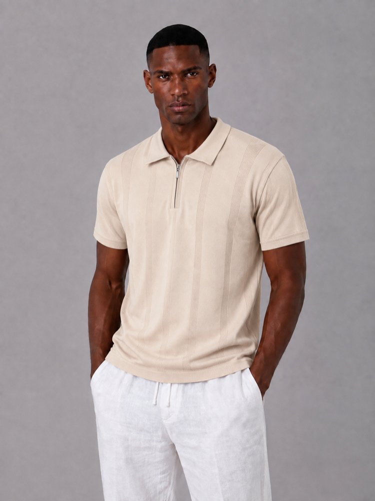 Polo Yaka Fermuarlı Triko T-Shirt