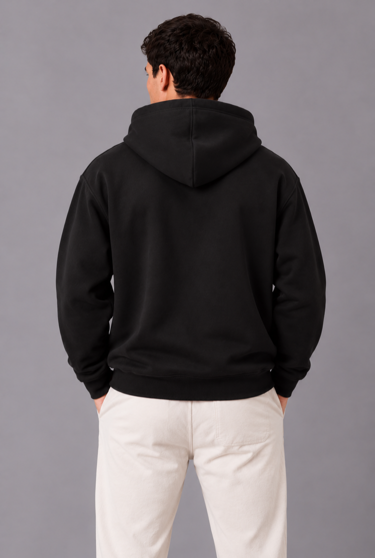 Basic Kapüşonlu Sweatshirt - Siyah