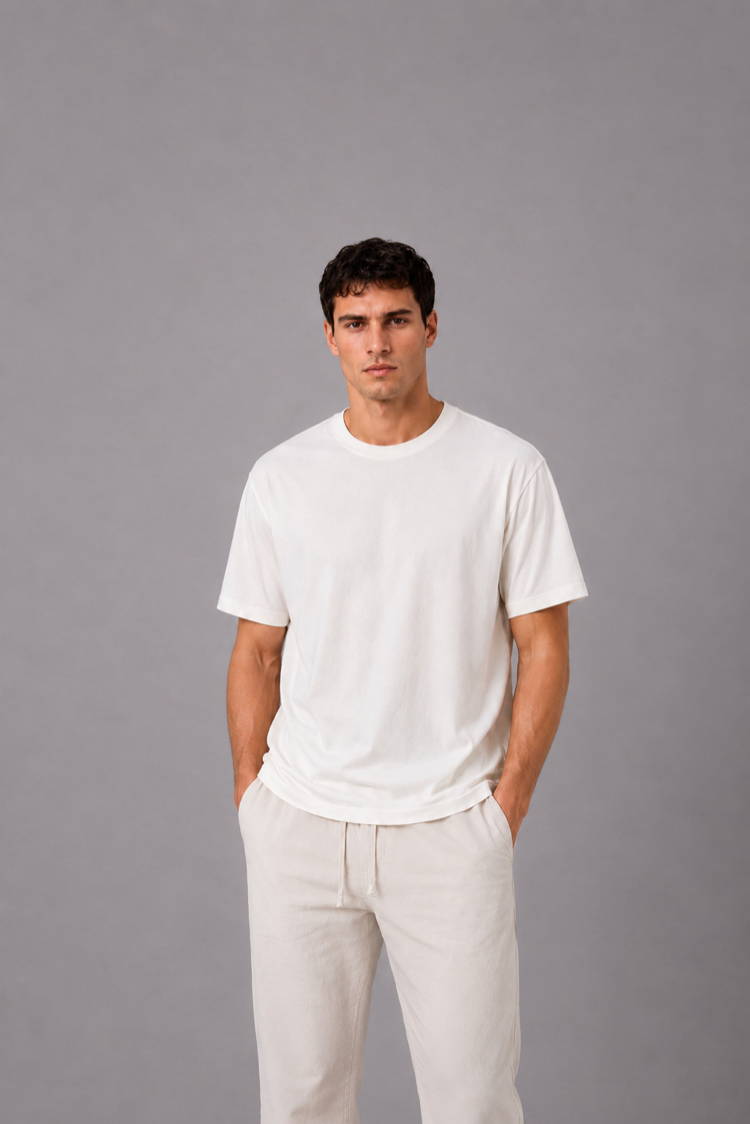 Oversize Düz Beyaz T-Shirt