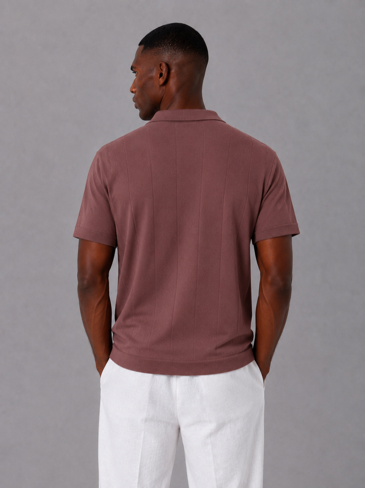 Polo Yaka Fermuarlı Triko T-Shirt