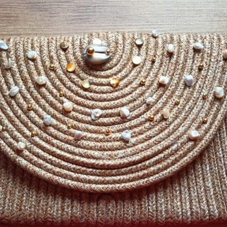SOLARENA İnci ve Gold Detaylı Özel Tasarım Clutch Çanta.