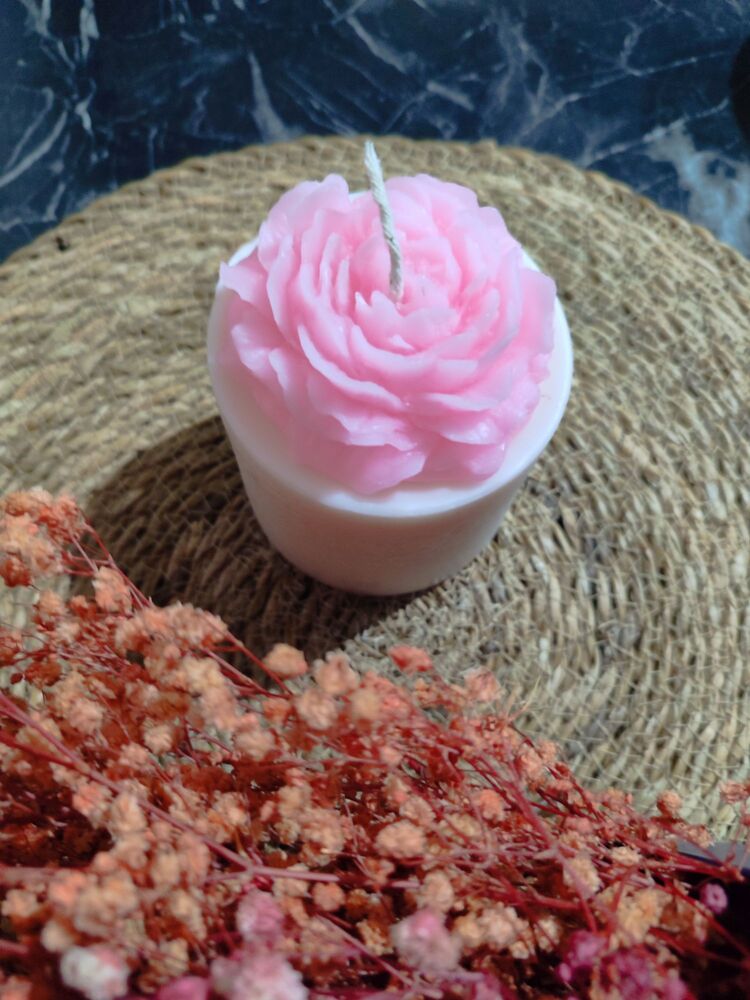 Pembe gül bubble mum