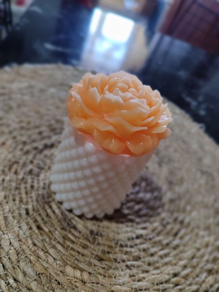Turuncu Gül bubble mum 
