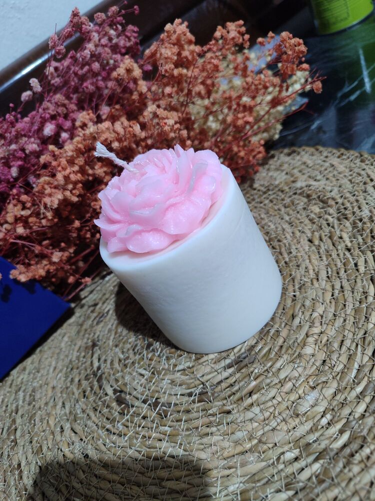 Pembe gül bubble mum