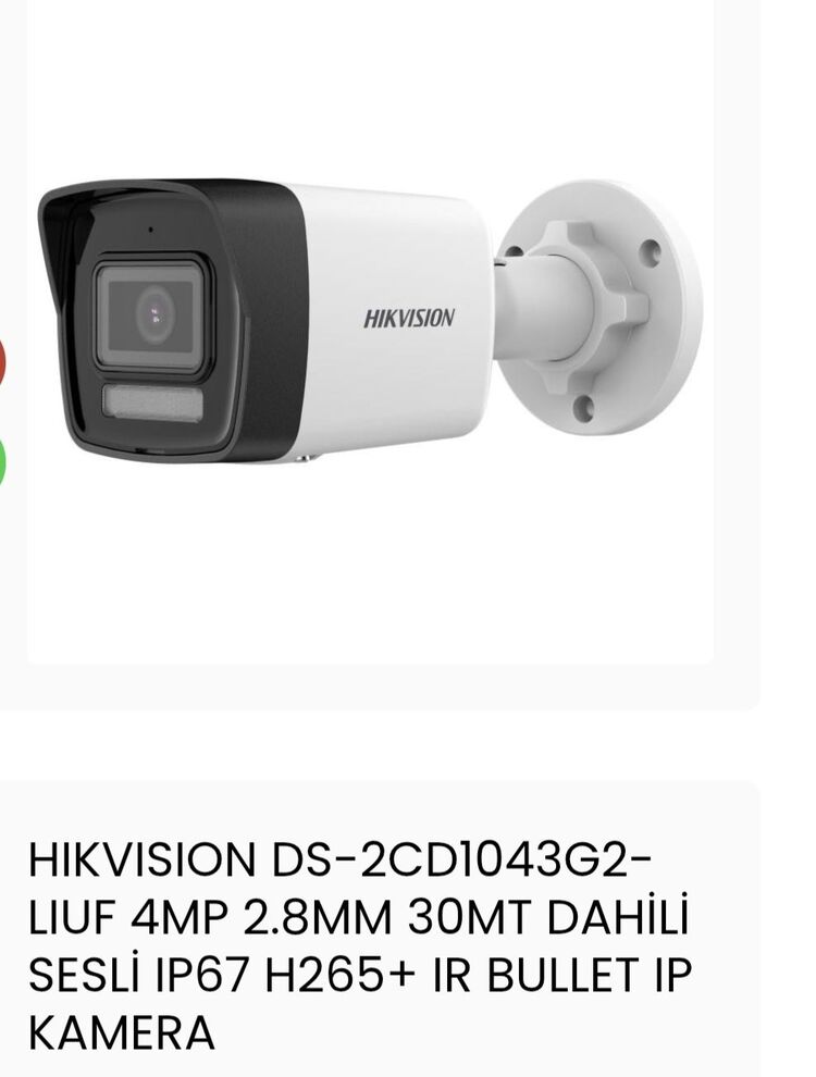 HIKVISION DS-2CD1043G2-
LIUF 4MP 2.8MM 30MT DAHiLi
SESLI IP67 H265+ IR BULLET IP
KAMERA