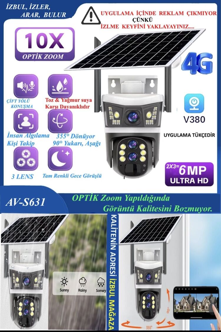 AVENİR AV-S631 SOLAR VE 4G Lİ KAMERA 