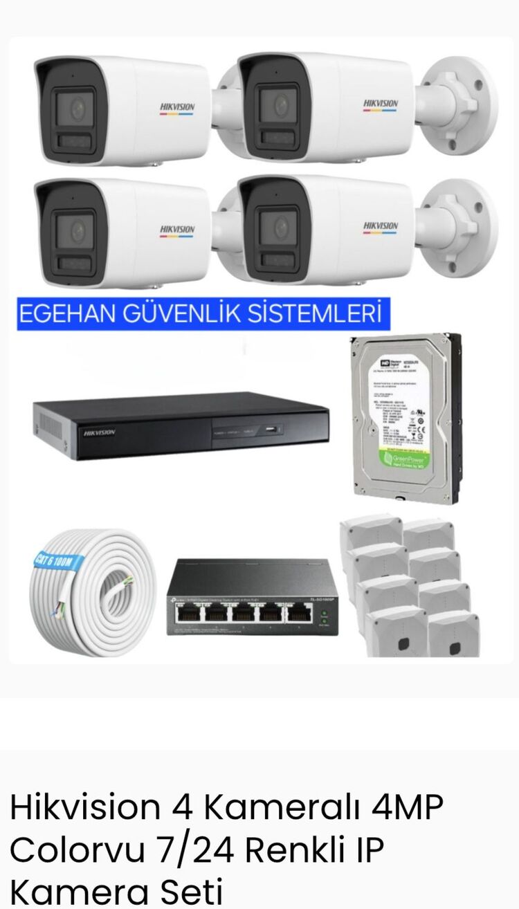 Hikvision 4 Kameralı 4MP
Colorvu 7/24 Renkli IP
Kamera Seti