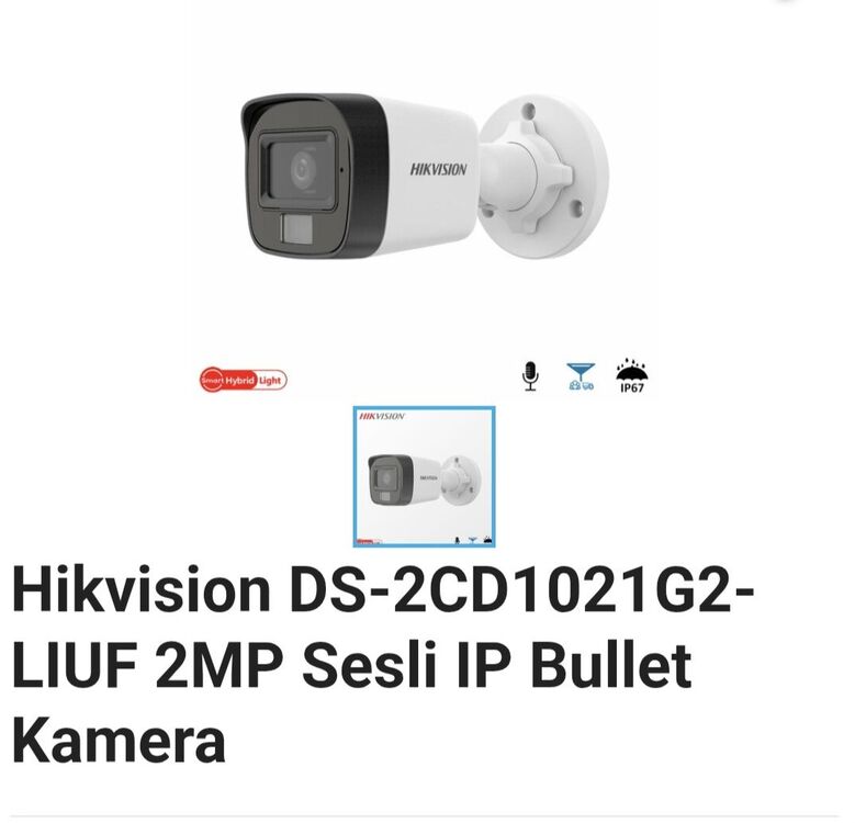 Hikvision DS-2CD1021G2-
LIUF 2MP Sesli IP Bullet
Kamera