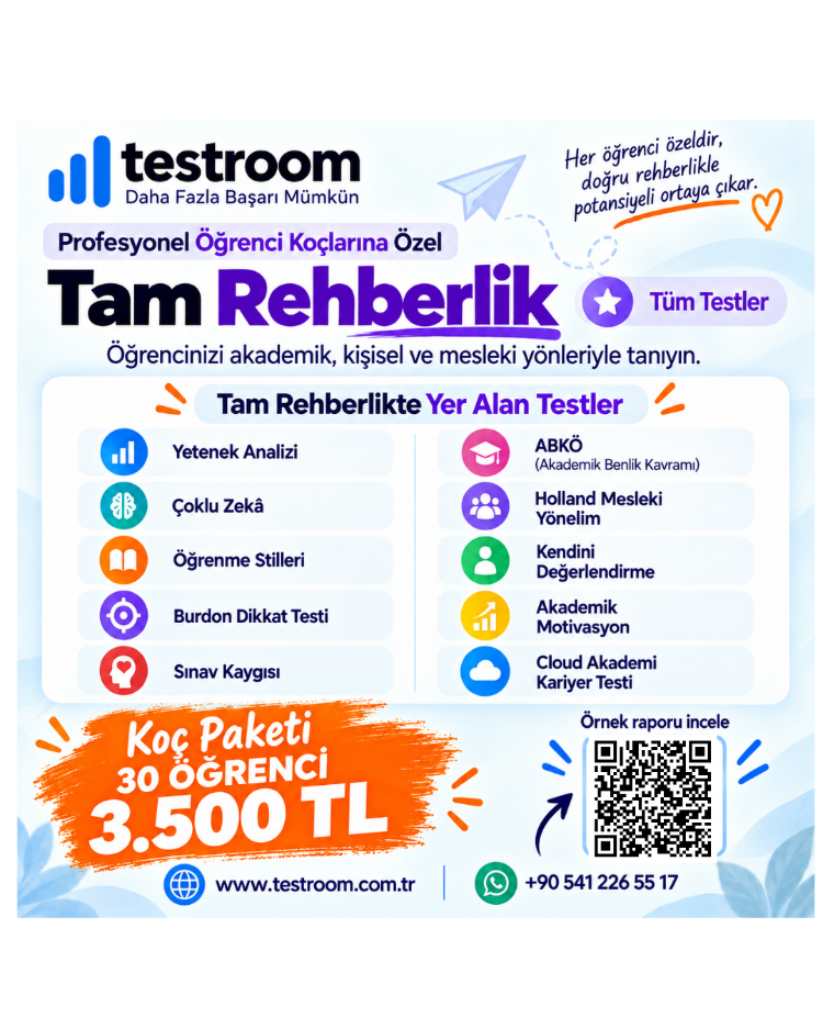 Tam Rehberlik – Koç Paketi (30 Öğrenci) Profesyonel Öğrenci Koçlarına Özel