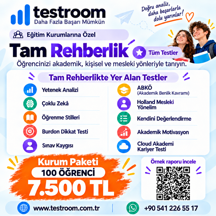 Testroom Tam Rehberlik – Kurum Paketi (100 Öğrenci)