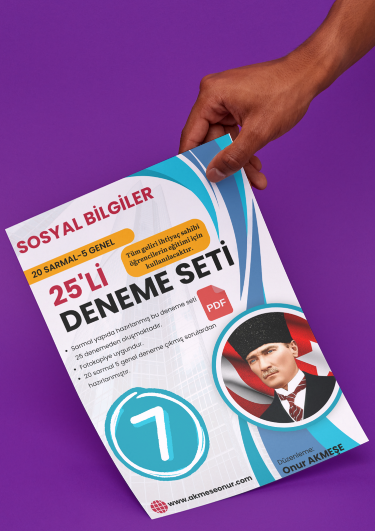 25'li PDF 7. SINIF SOSYAL BİLGİLER DENEMESİ- 20 SARMAL 5 GENEL DENEME- YARDIM KAMPANYASI