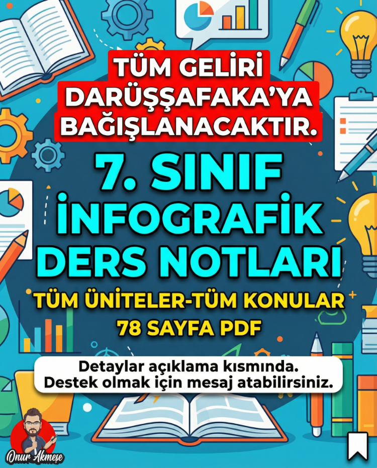 ön sipariş 7. SINIF yeni müfredat İNFOGRAFİK DERS NOTLARI PDF-79 SAYFA-DARÜŞŞAFA'YA YARDIM