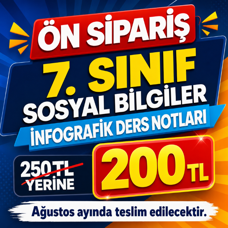 ön sipariş 7. SINIF yeni müfredat İNFOGRAFİK DERS NOTLARI PDF-79 SAYFA-DARÜŞŞAFA'YA YARDIM