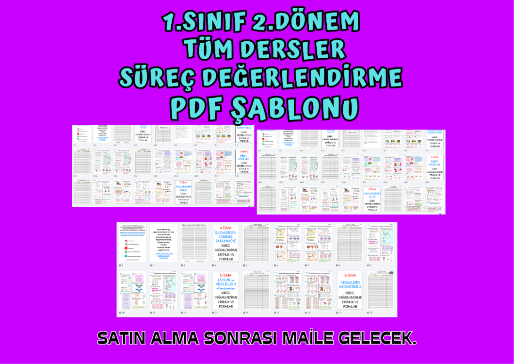 1. SINIF SÜREÇ DEĞERLENDİRME 2. DÖNEM TÜM DERSLER