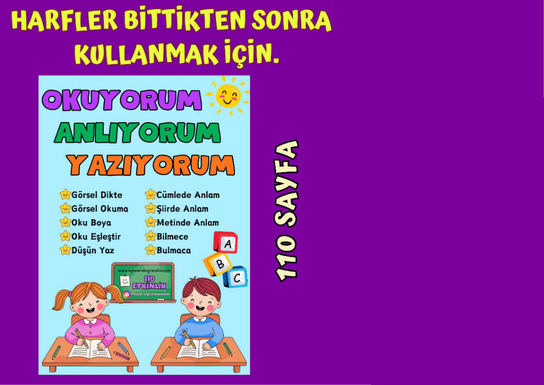 OKUYORUM YAZIYORUM KİTABI PDF ŞABLONU