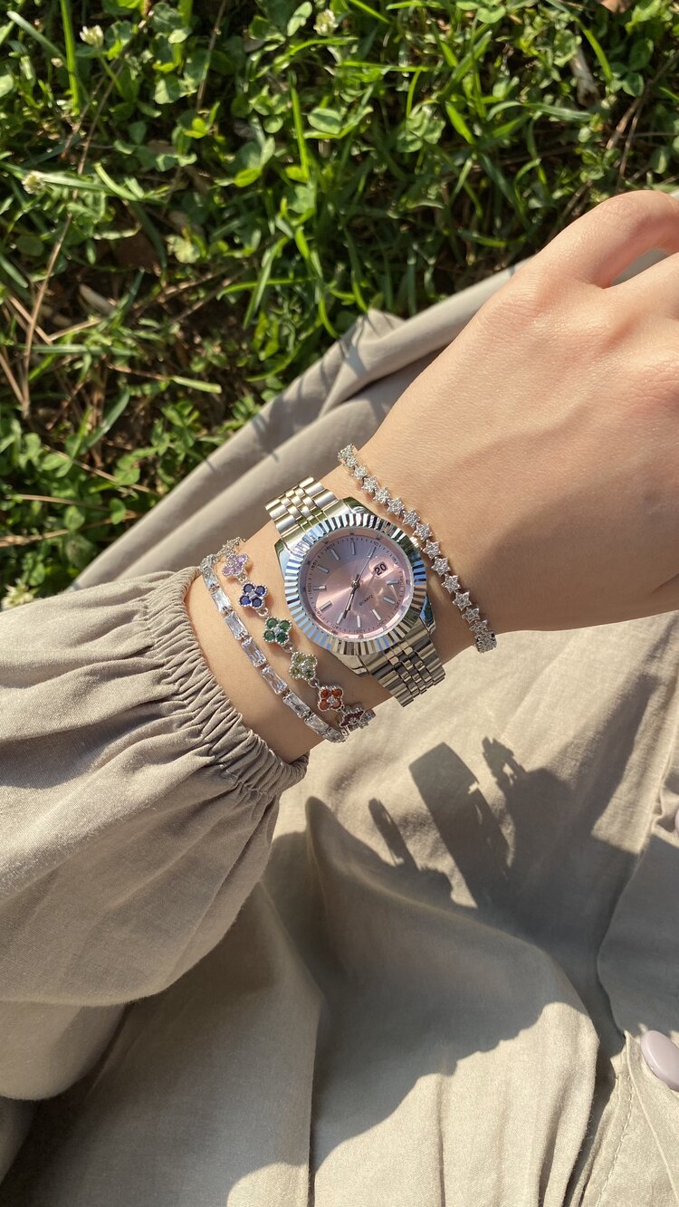 Rolex Seri Silver-Pembe Saat