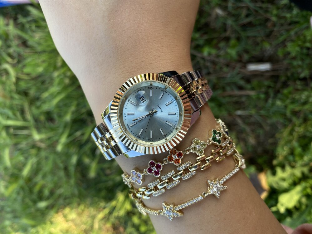Rolex Seri Silver-Gold İçi Mavi Saat