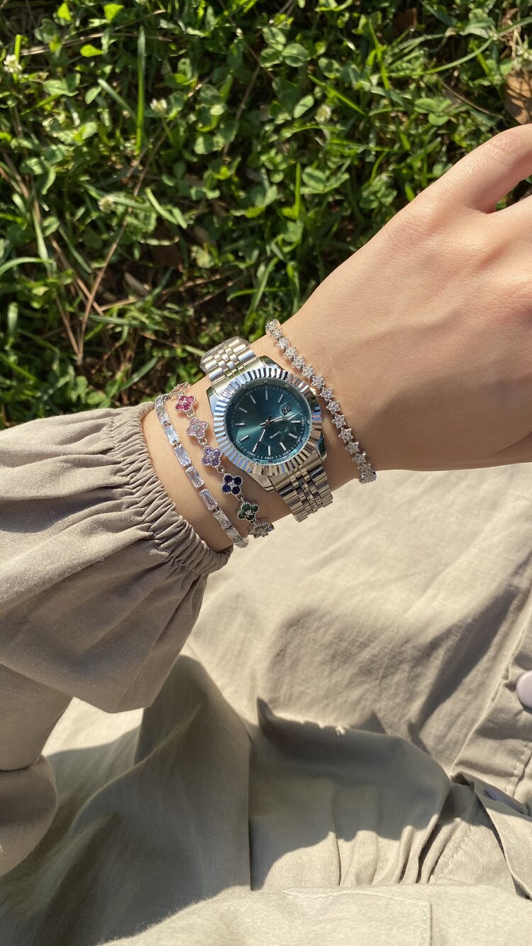 Rolex Seri Silver-Yeşil Saat