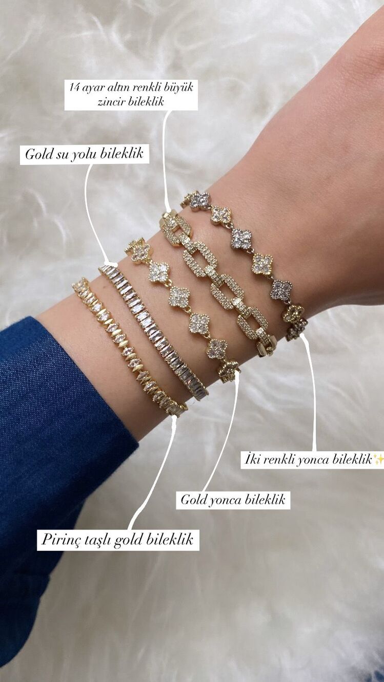 Elegant Yonca Bileklik Gold