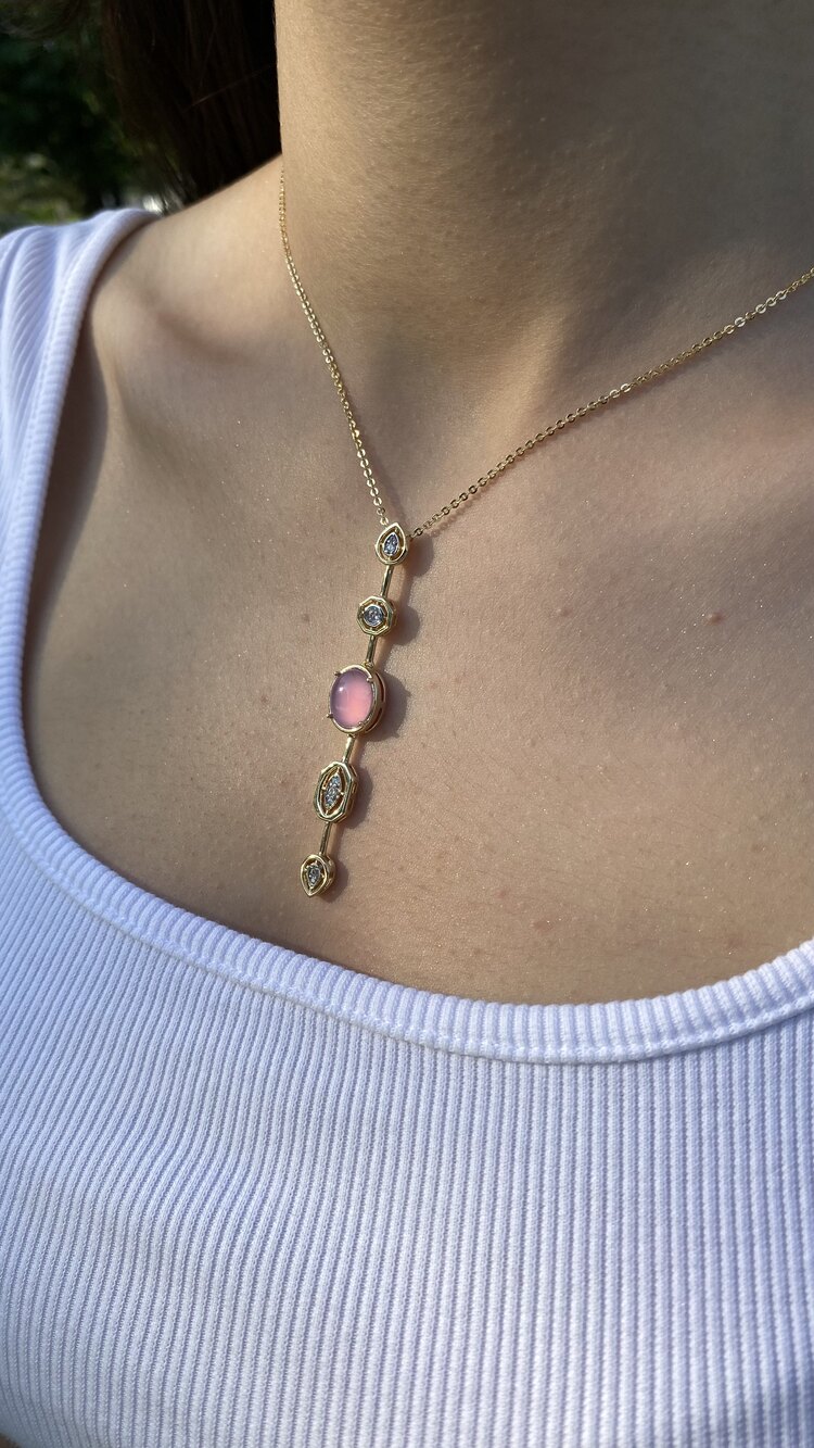 Elegant Serisi Elegant Pembe Kolye 