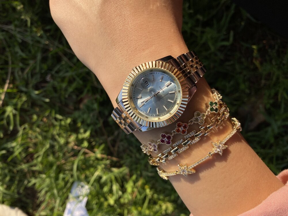 Rolex Seri Silver-Gold İçi Mavi Saat
