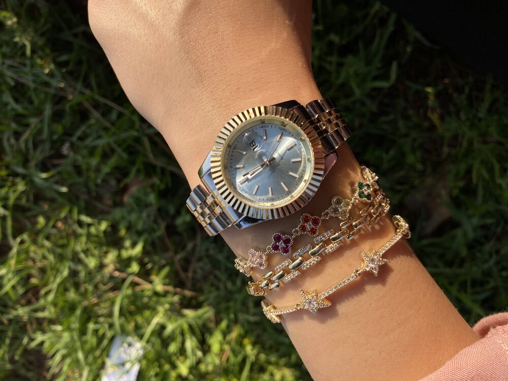 Rolex Seri Silver-Gold İçi Mavi Saat