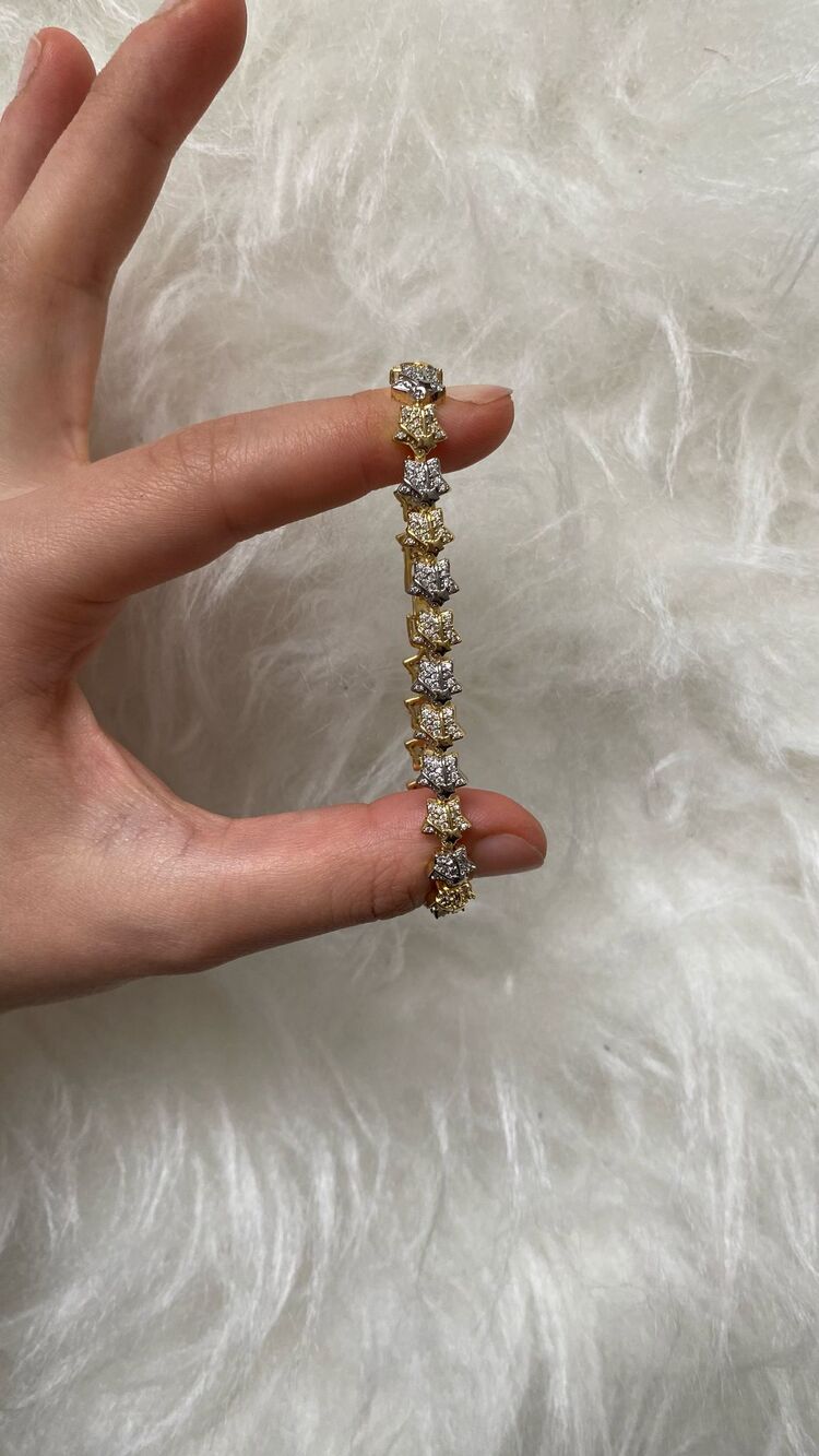 Elegant Gold Silver Yıldız Taşlı Bileklik