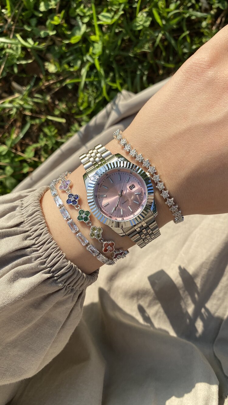 Rolex Seri Silver-Pembe Saat