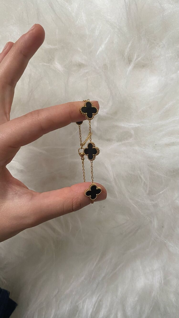 Yonca Bileklik Siyah-Gold