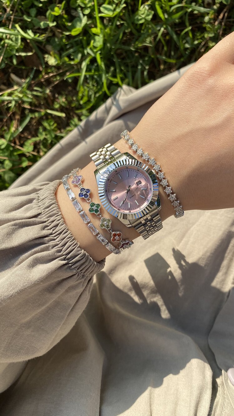 Rolex Seri Silver-Pembe Saat