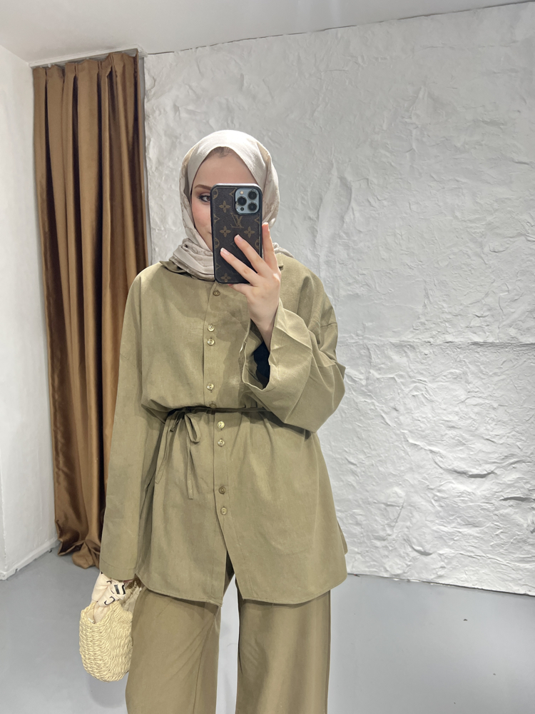Keten oversize takım cimen yesili