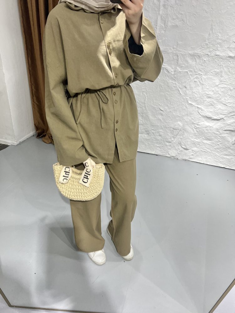 Keten oversize takım cimen yesili
