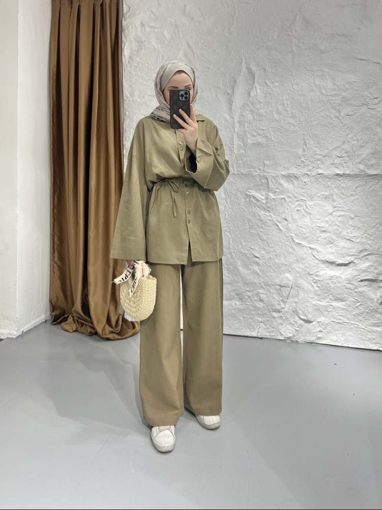 Keten oversize takım cimen yesili
