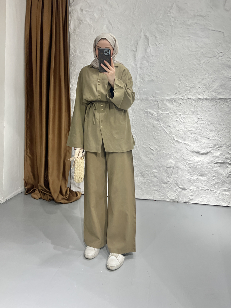 Keten oversize takım cimen yesili