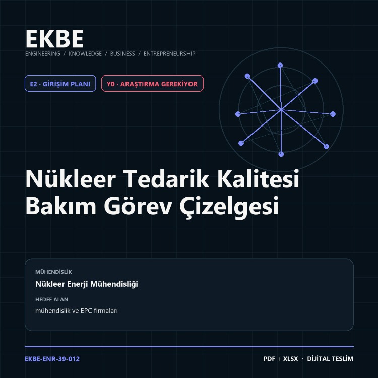 Nükleer Tedarik Kalitesi Bakım Görev Çizelgesi