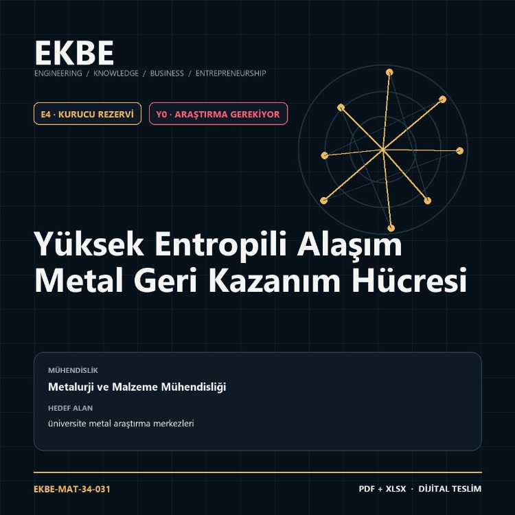 Yüksek Entropili Alaşım Metal Geri Kazanım Hücresi
