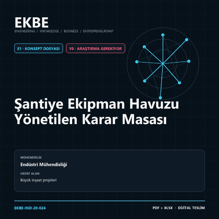 Şantiye Ekipman Havuzu Yönetilen Karar Masası