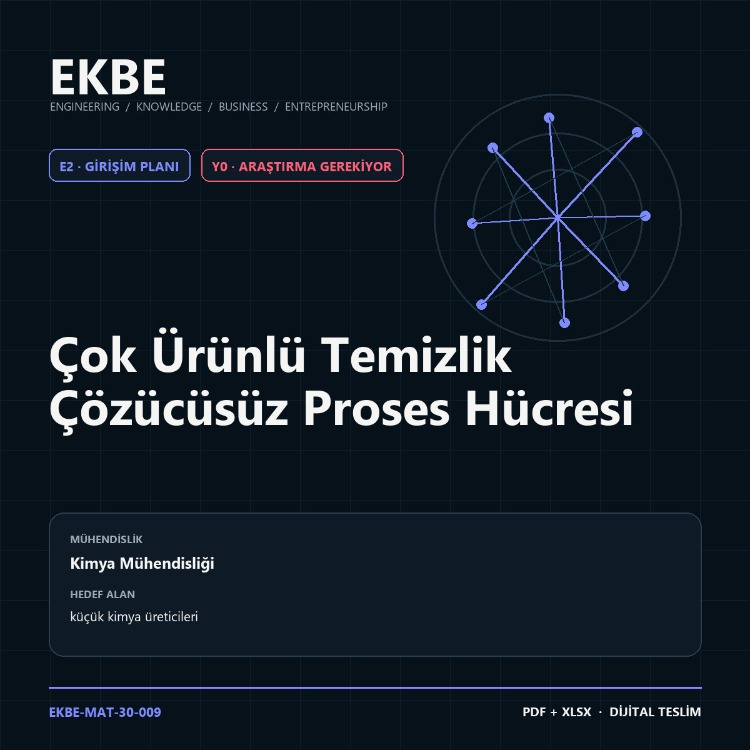 Çok Ürünlü Temizlik Çözücüsüz Proses Hücresi