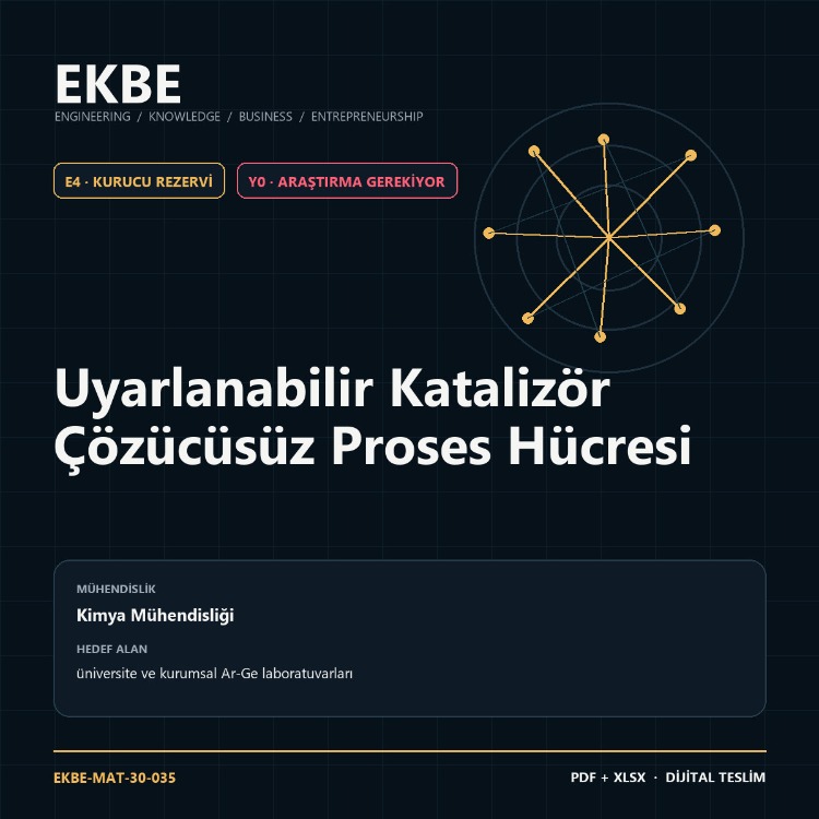 Uyarlanabilir Katalizör Çözücüsüz Proses Hücresi