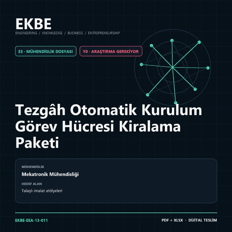Tezgâh Otomatik Kurulum Görev Hücresi Kiralama Paketi