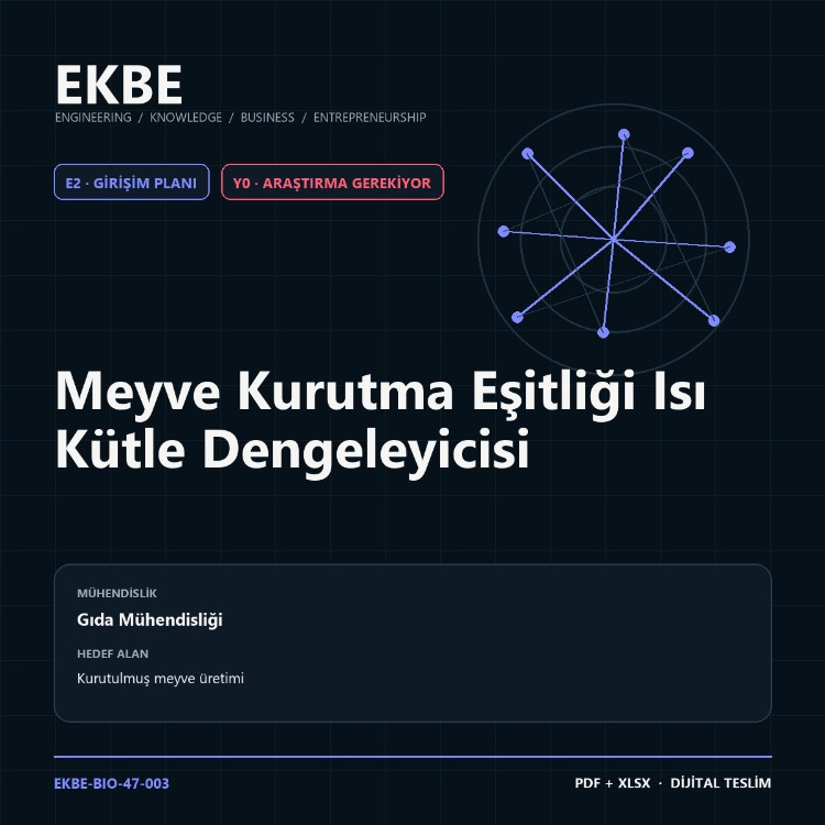 Meyve Kurutma Eşitliği Isı Kütle Dengeleyicisi