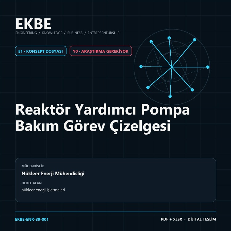 Reaktör Yardımcı Pompa Bakım Görev Çizelgesi