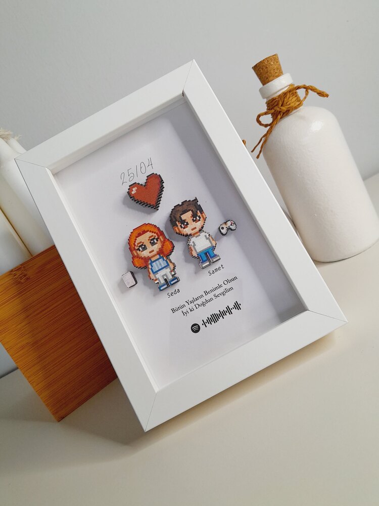 Koruyucu Camlı 3 Boyutlu Mini Figür Tablo