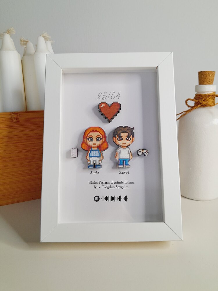Koruyucu Camlı 3 Boyutlu Mini Figür Tablo