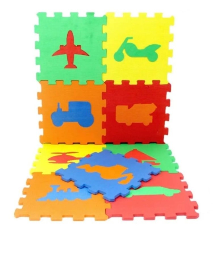 EKİM TOYS 9 Parça ARAÇ DESEN Büyük Boy  10 mm  Eva Oyun Karosu Yer Matı Puzzle Yapboz
