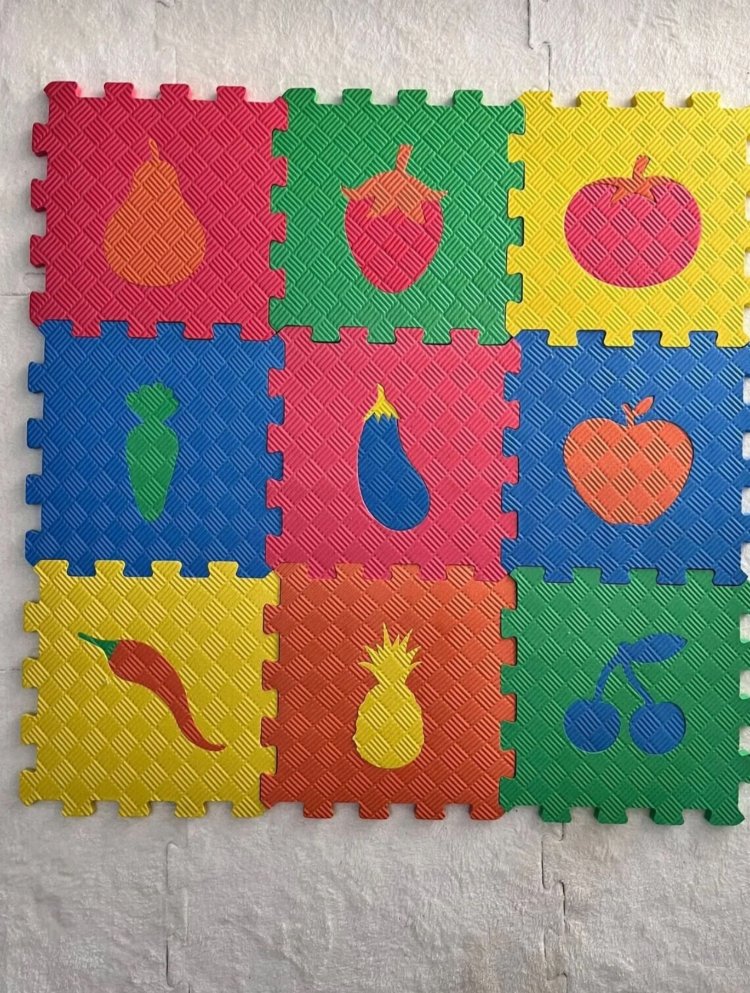 EKİM TOYS 9 Parça MEYVE  Büyük Boy  10 mm  Eva Oyun Karosu Yer Matı Puzzle Yapboz