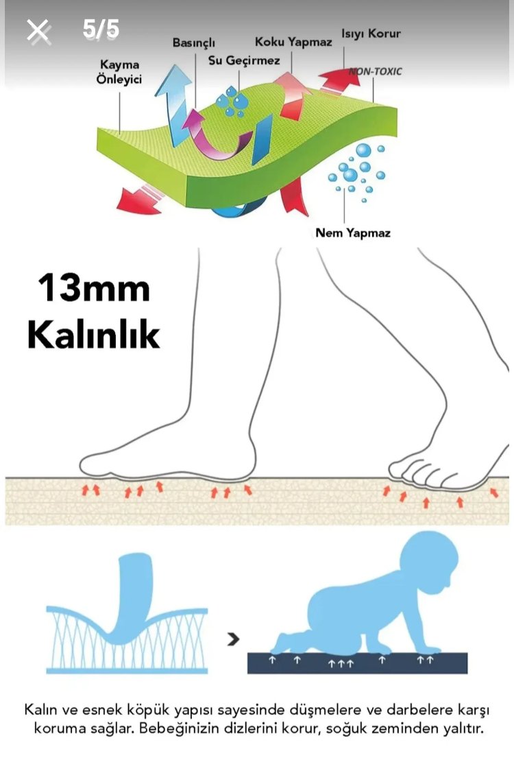 EKİM TOYS 9 Parça Düz Büyük Boy  10 mm  Eva Oyun Karosu Yer Matı Puzzle Yapbo