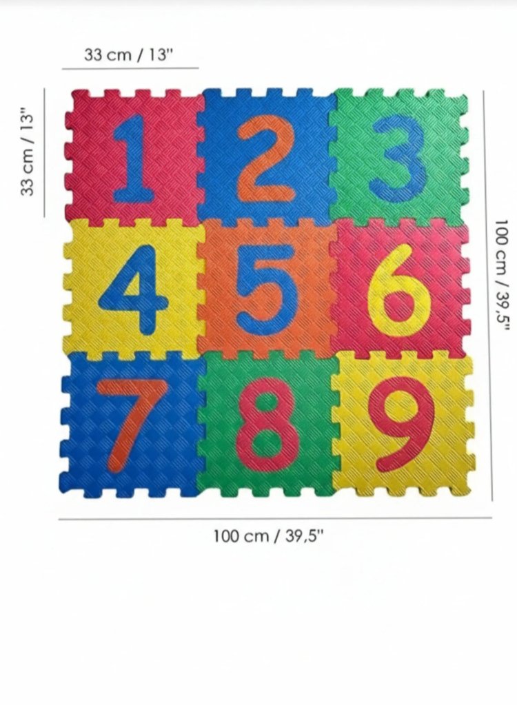 EKİM TOYS 9 Parça Büyük Boy  13 mm Rakamlı Sayılı Eva Oyun Karosu Yer Matı Puzzle Yapbo
