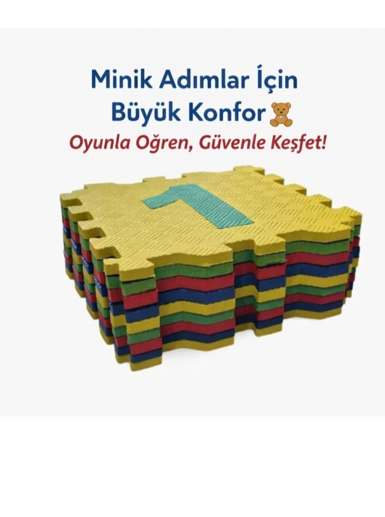 EKİM TOYS 9 Parça Büyük Boy  13 mm Rakamlı Sayılı Eva Oyun Karosu Yer Matı Puzzle Yapbo