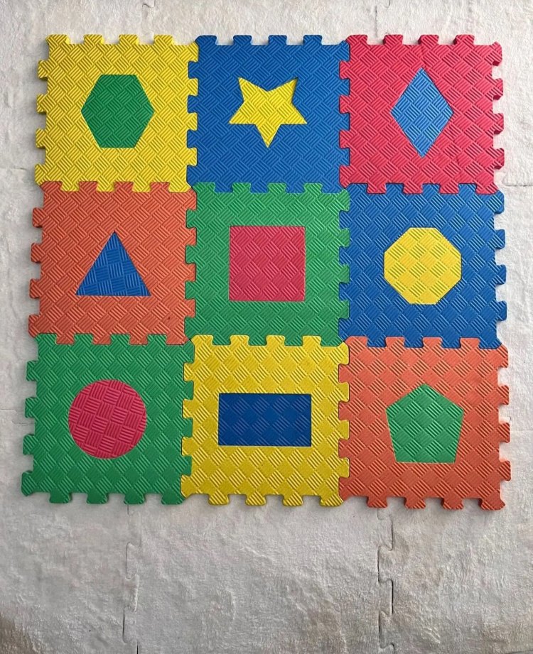 EKİM TOYS 9 Parça GEOMETRİ  Büyük Boy  10 mm  Eva Oyun Karosu Yer Matı Puzzle Yapbo